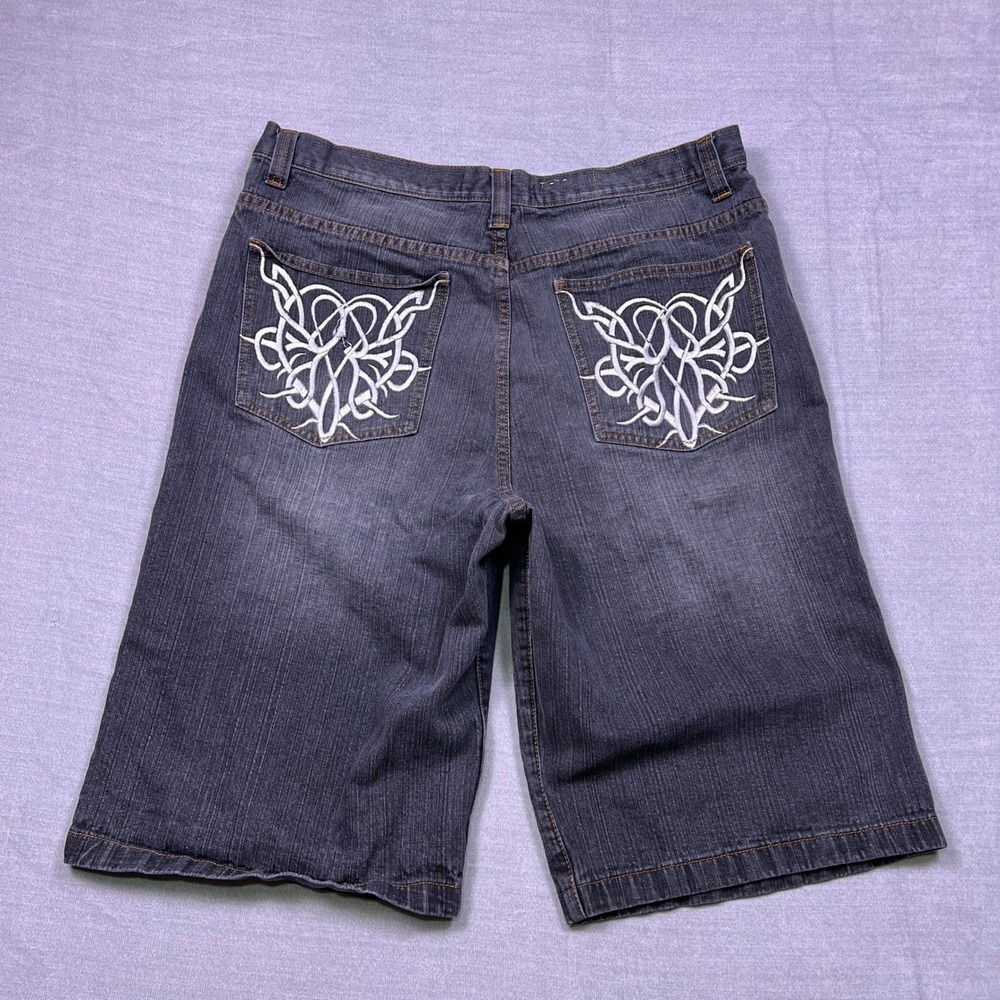 Y2K Indigo Jeans Mens Size 40 Denim‎ Shorts Embroidered Pockets Casual Shorts